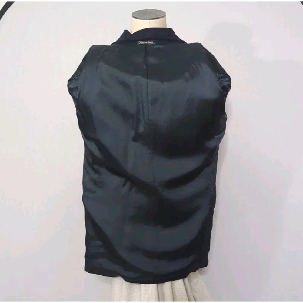 Vintage Mani Armani 44L Blazer Sport Coat Barney's Black Gray Pinstripe Designer